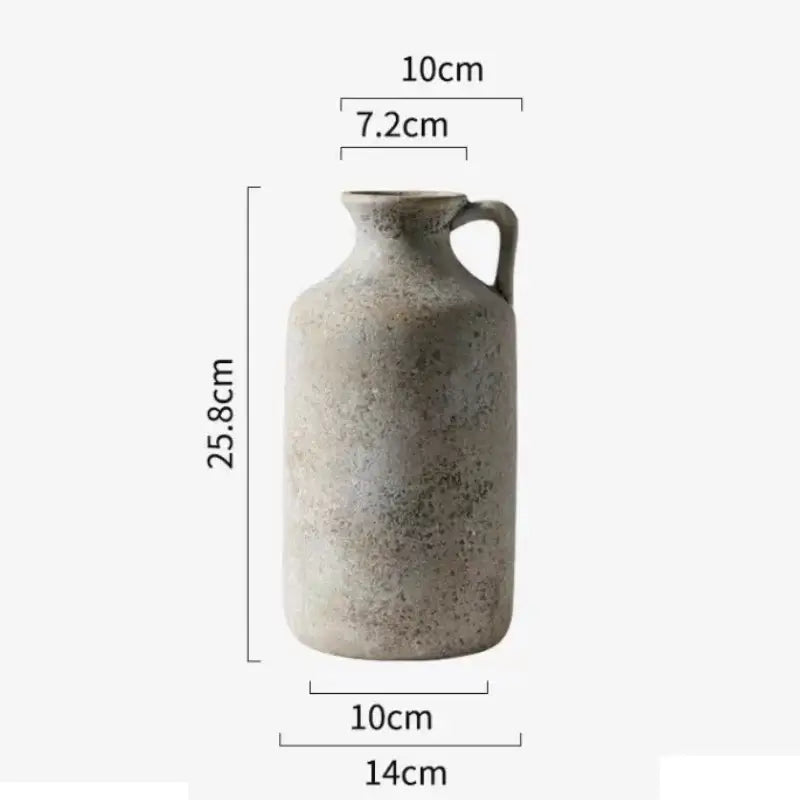 Vintage handmade speckled gray ceramic vase living room rustic jug