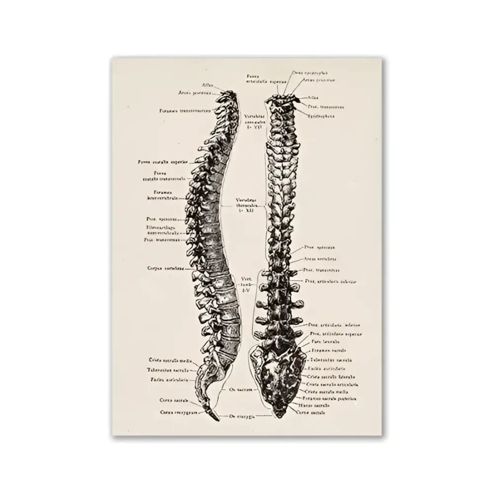 Vintage human anatomy hand skeleton canvas art for study or bedroom