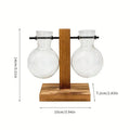 Vintage wood and two bulb vases desktop office plant propagation station