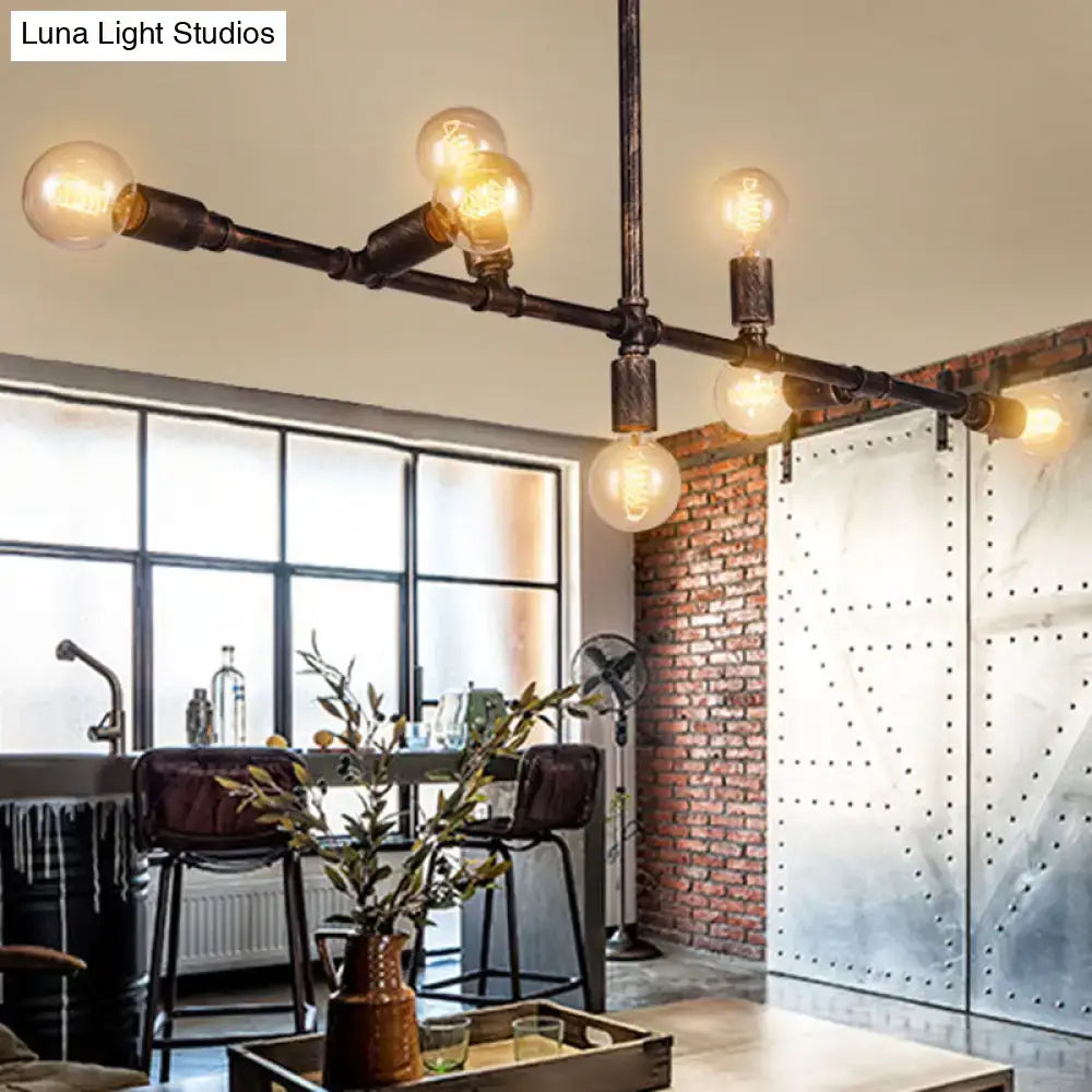 Industrial vintage bronze water pipe pendant light living room 110v-120v