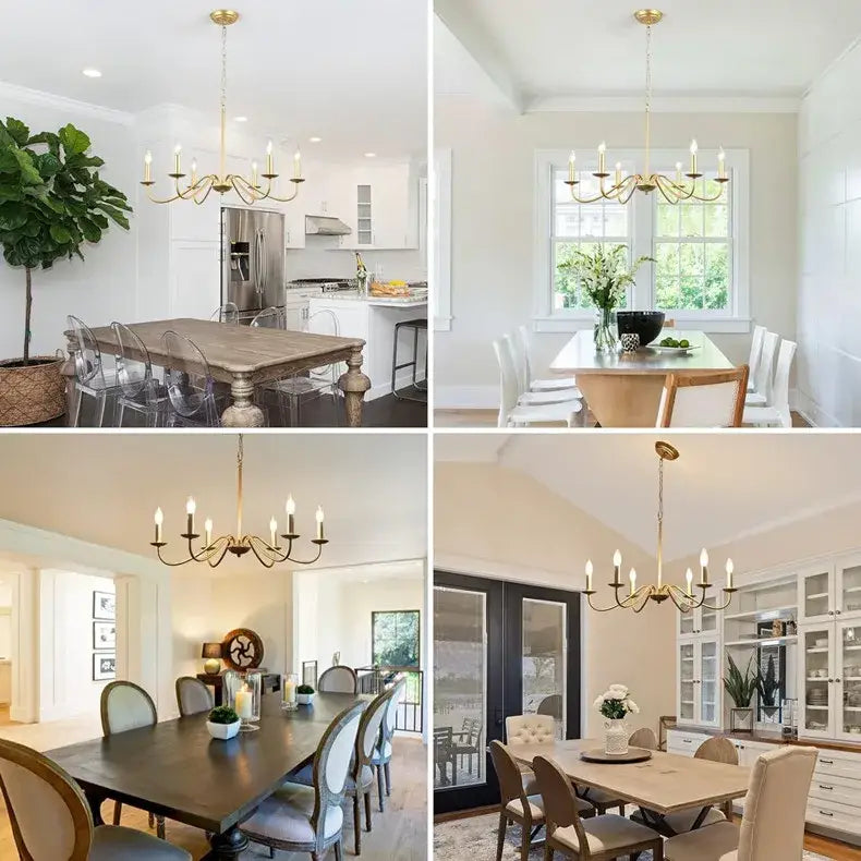 Vintage black & gold 6-light living room chandelier