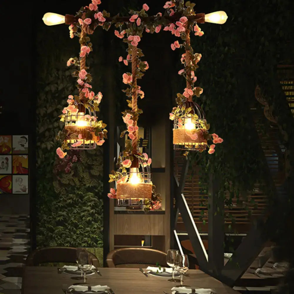 Vintage black flower island ceiling light kitchen e26 e27 chandelier