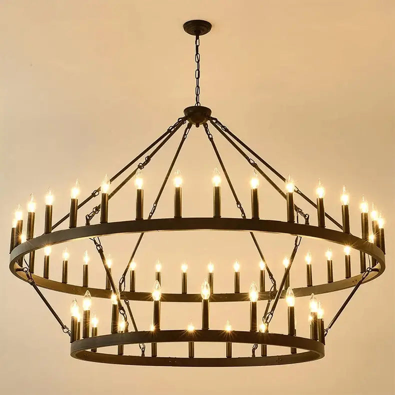 Vintage modern led pendant chandelier black wrought iron dining room