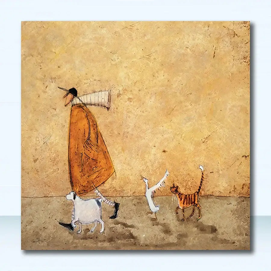Nordic abstract landscape dog canvas art kitchen wall decor