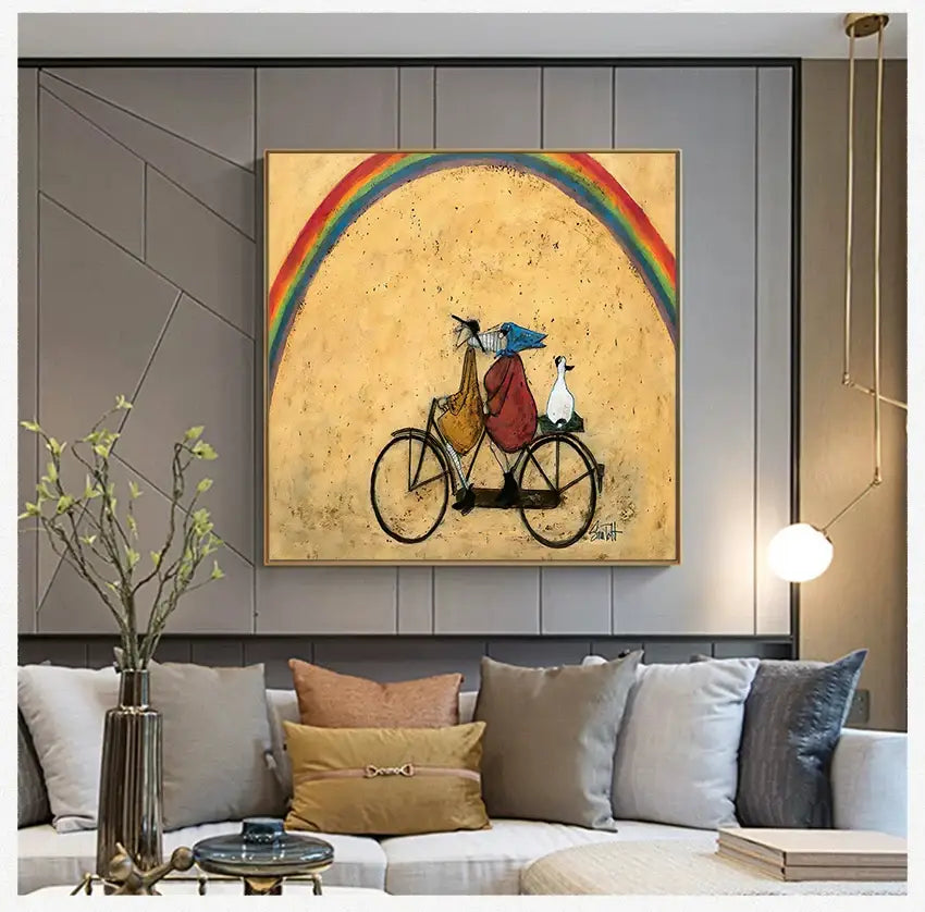 Nordic abstract landscape dog canvas art kitchen wall decor