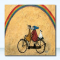 Whimsical abstract rainbow dog canvas wall art for living room