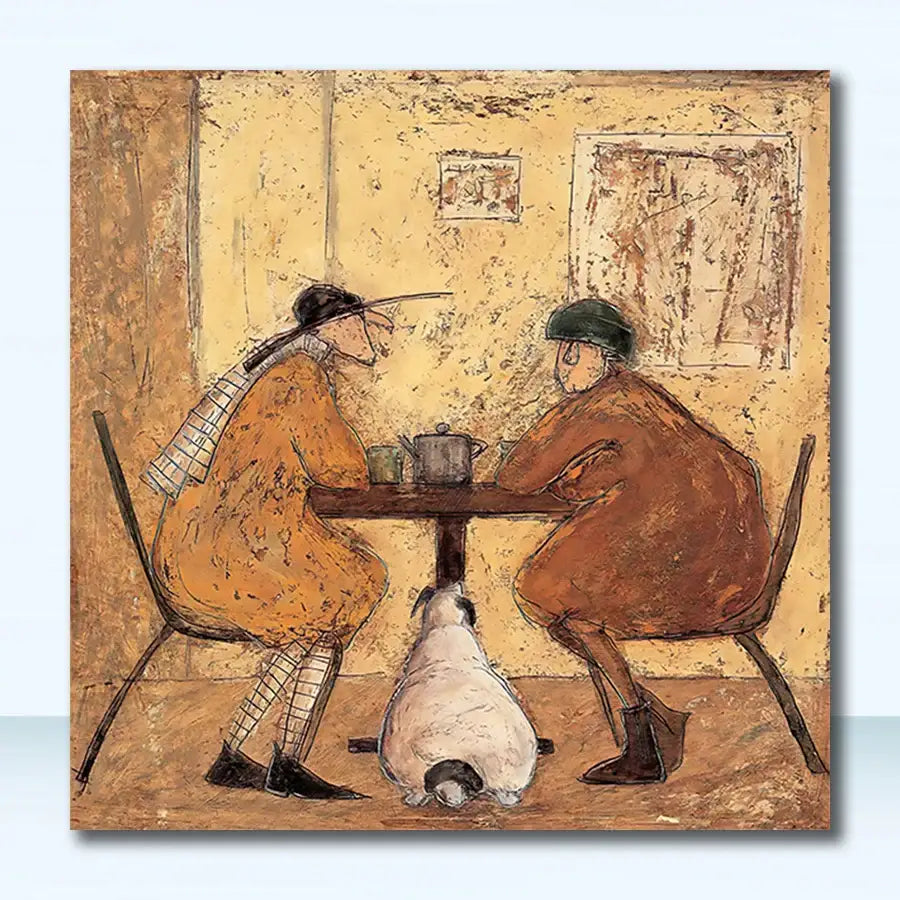 Vintage nordic abstract landscape dog wall art living room canvas