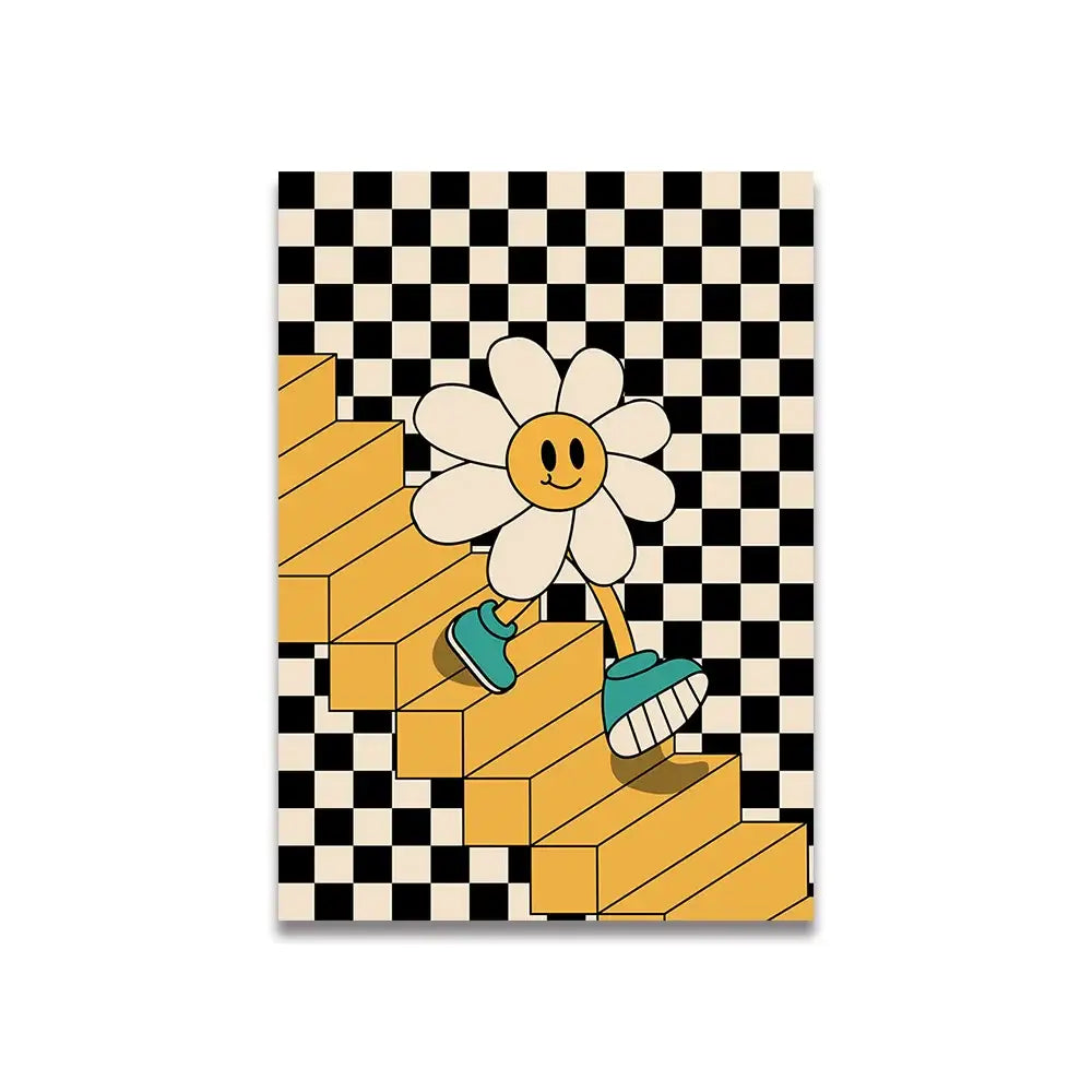 Minimalist beige nice butt cartoon print canvas bathroom wall art