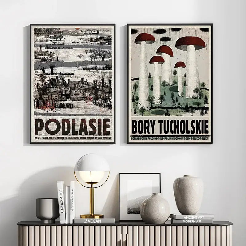 Vintage katowice black & white poland city canvas – living room art