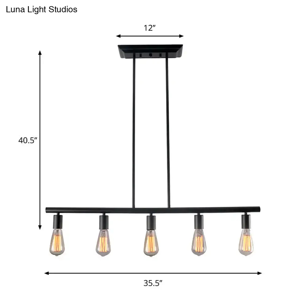 Industrial black finish linear island lamp dining room pendant light