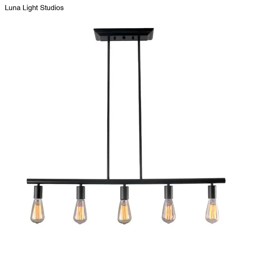 Industrial black finish linear island lamp dining room pendant light