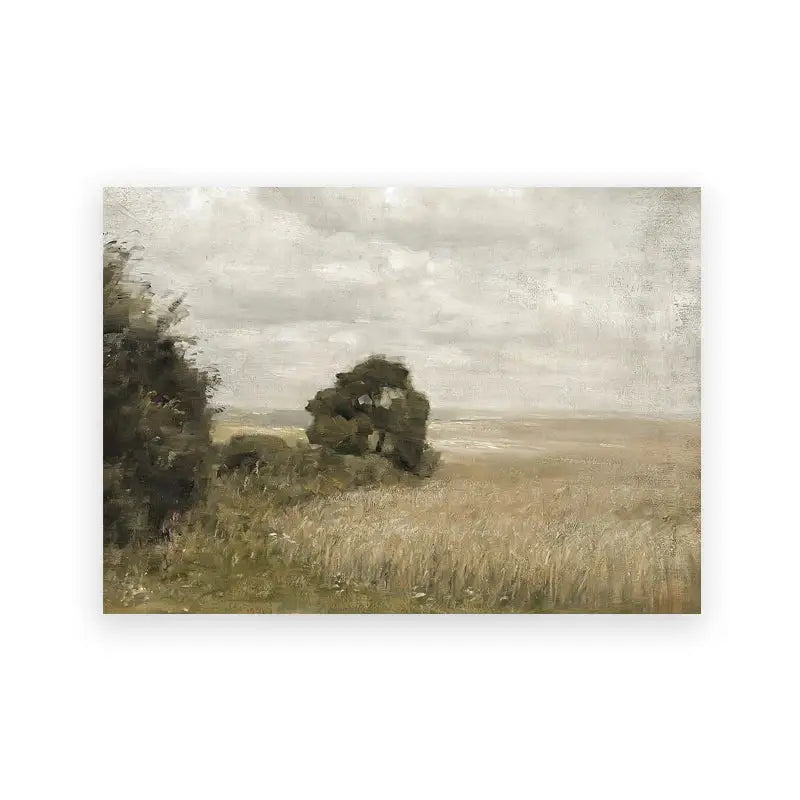 Vintage summer landscape canvas print white floral meadow living room