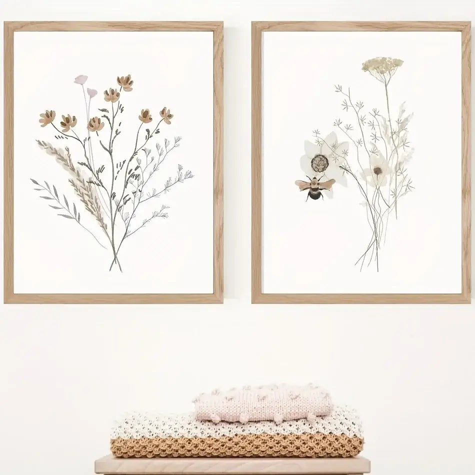 Watercolor flower posters set of 3 – bedroom botanical canvas art