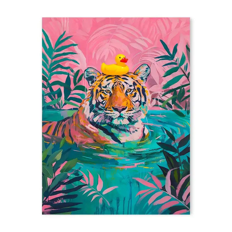 Black panther pink bathtub animal canvas wall art bathroom decor