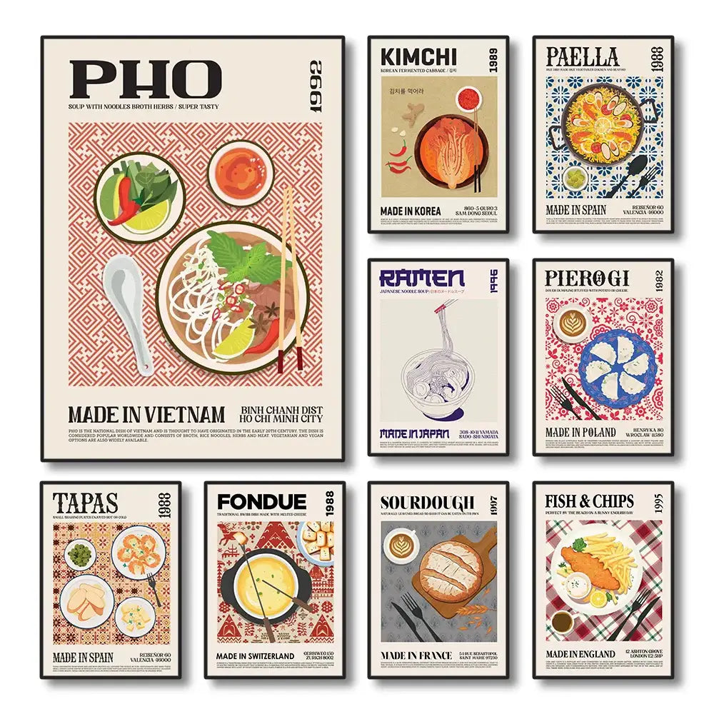 Blue floral pierogi world cuisine food canvas for kitchen decor