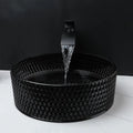Diamond glass basin set with matte black faucet for bathroom