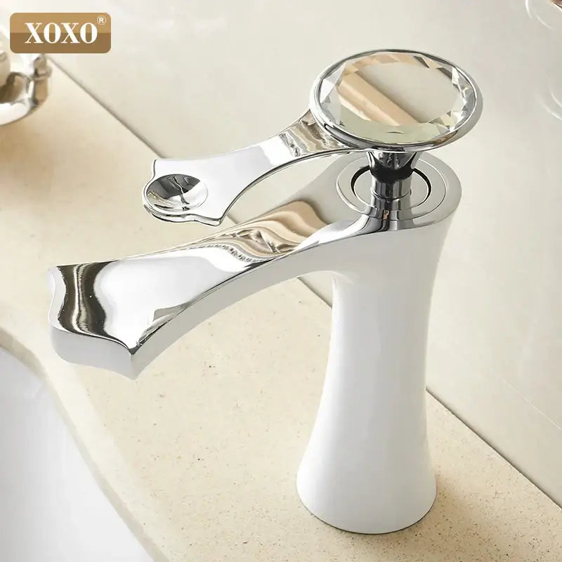 Diamond golden black basin faucet crystal handle bathroom mixer tap