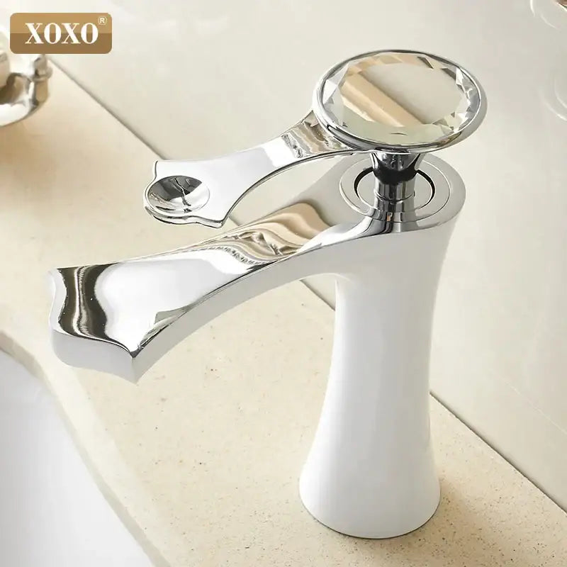 Diamond golden black basin faucet crystal handle bathroom mixer tap
