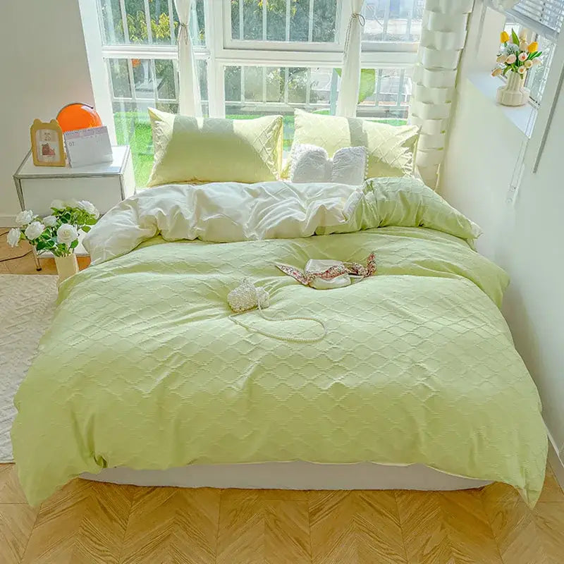 Diamond jacquard duvet cover cream bedroom skin friendly bedding