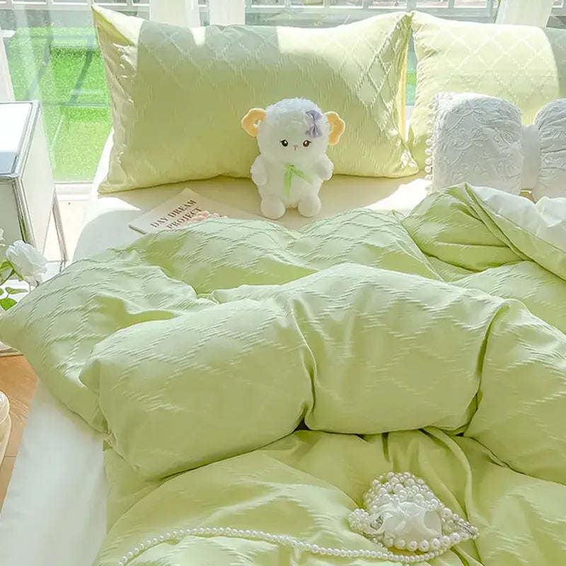 Diamond jacquard duvet cover cream bedroom skin friendly bedding