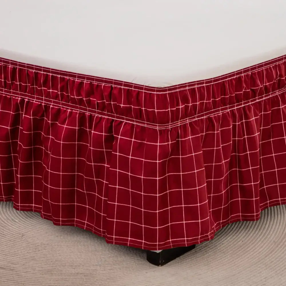 Diamond lattice ruffled black & white elastic band bed skirt bedroom