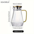Diamond texture glass teapot set with gold accents for dining room