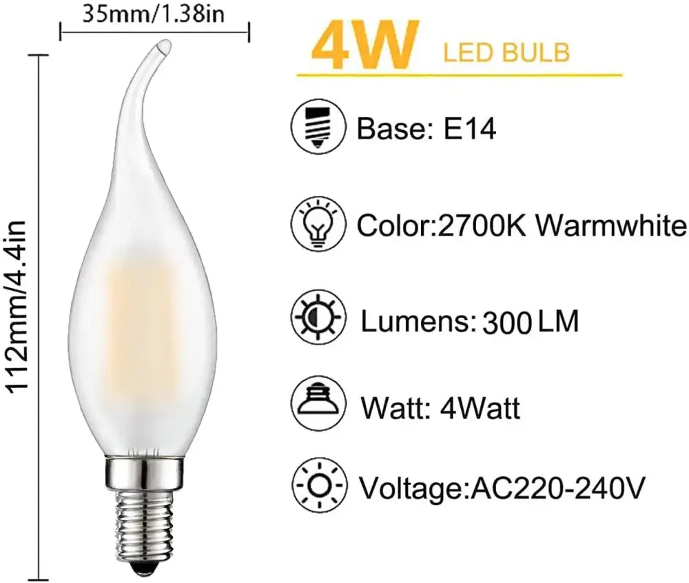 Dimmable led candle light warm white e14 bulb dining room chandelier