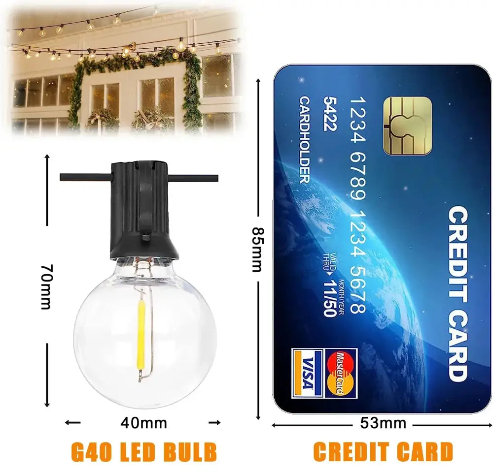 Dimmable led outdoor globe string lights patio decor shatterproof bulbs