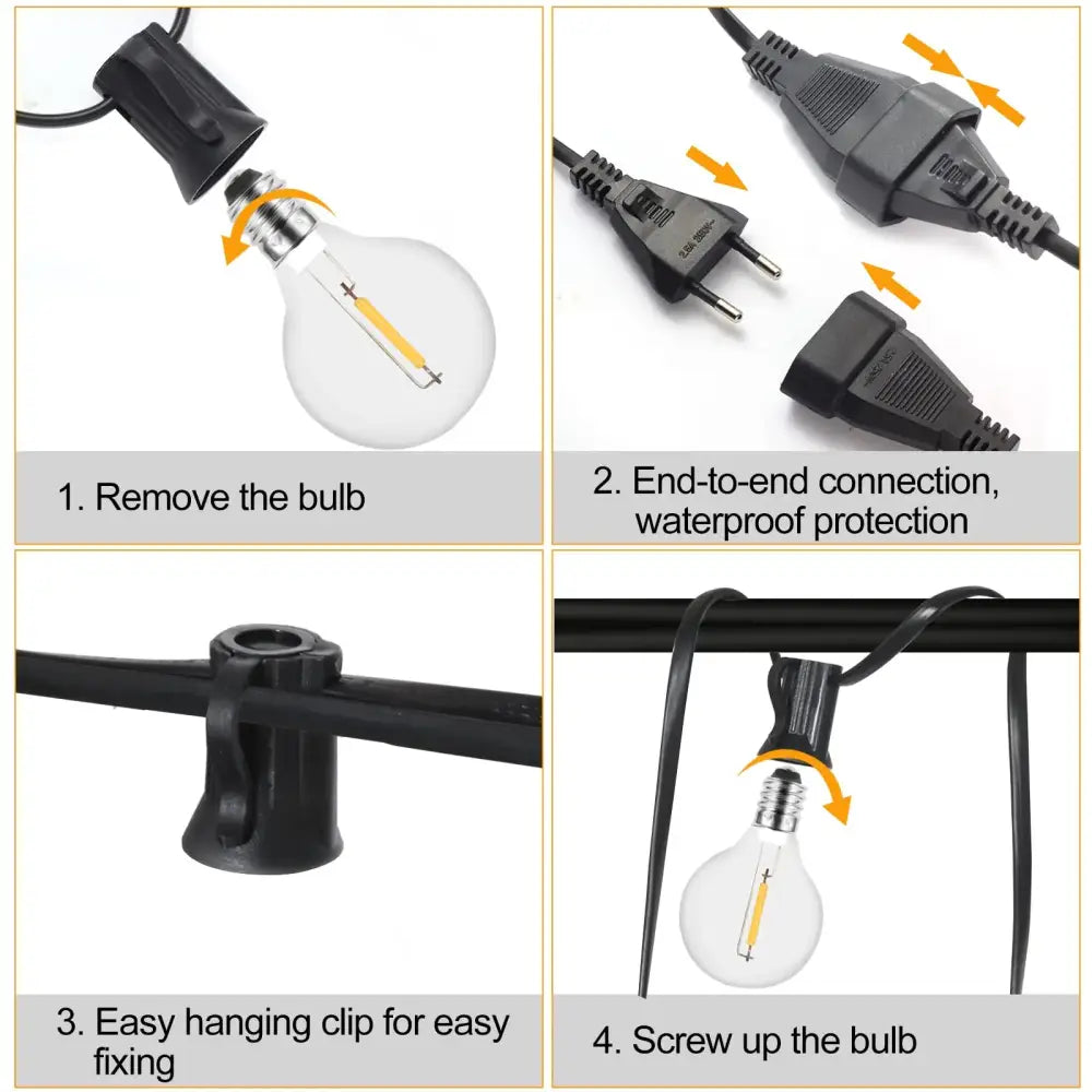 Dimmable led outdoor globe string lights patio decor shatterproof bulbs