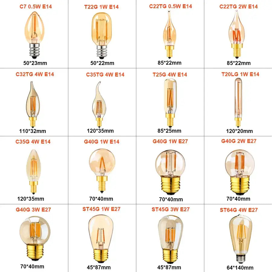Dimmable vintage led filament bulb amber glass bedroom light