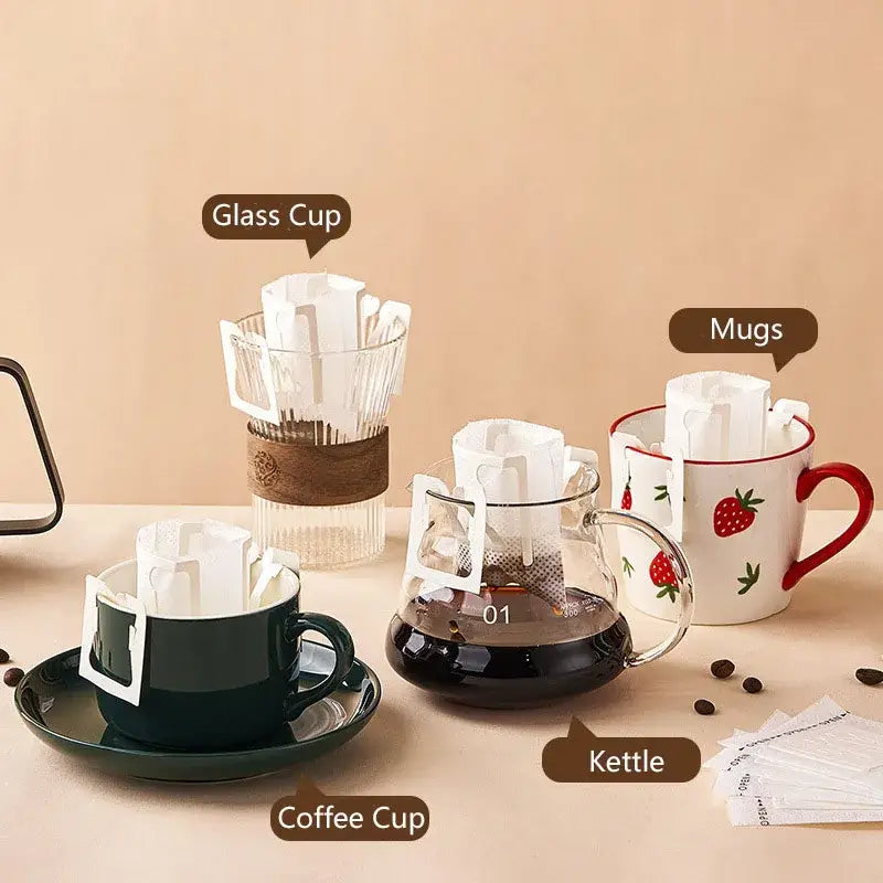 Disposable coffee filter cup with metal frame kitchen drip bag