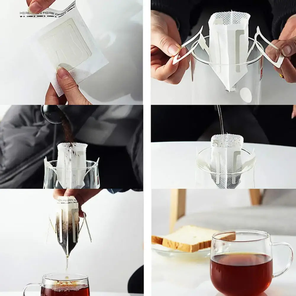 Disposable coffee filter cup with metal frame kitchen drip bag
