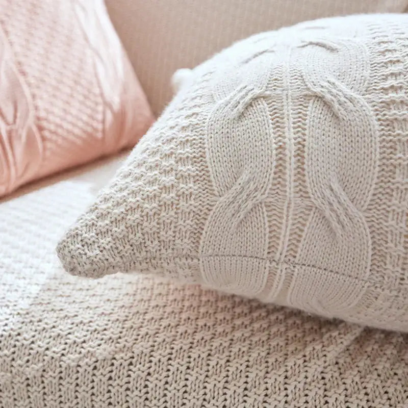 Double cable knit cushion cover set living room pillow case