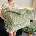 Double layer lamb plush throw blanket bedroom soft textured fleece