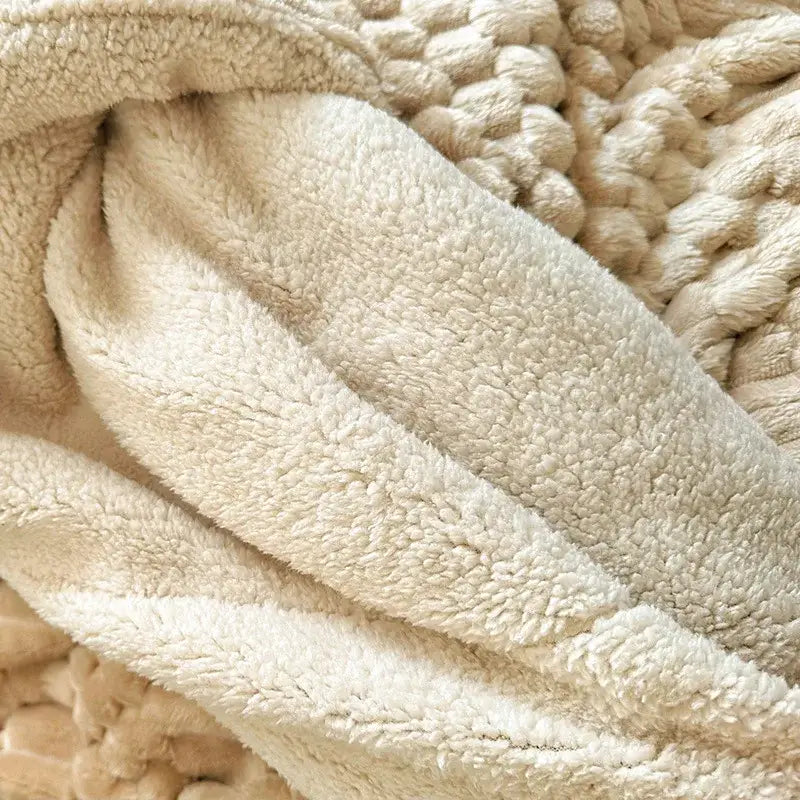 Double layer lamb plush throw blanket bedroom soft textured fleece