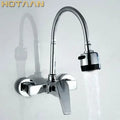 Dual hole brass chrome adjustable showerhead kitchen tap mixer