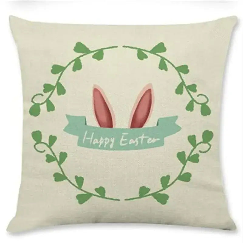 Easter rabbit eggs linen pillowcase set of 4 – living room decor