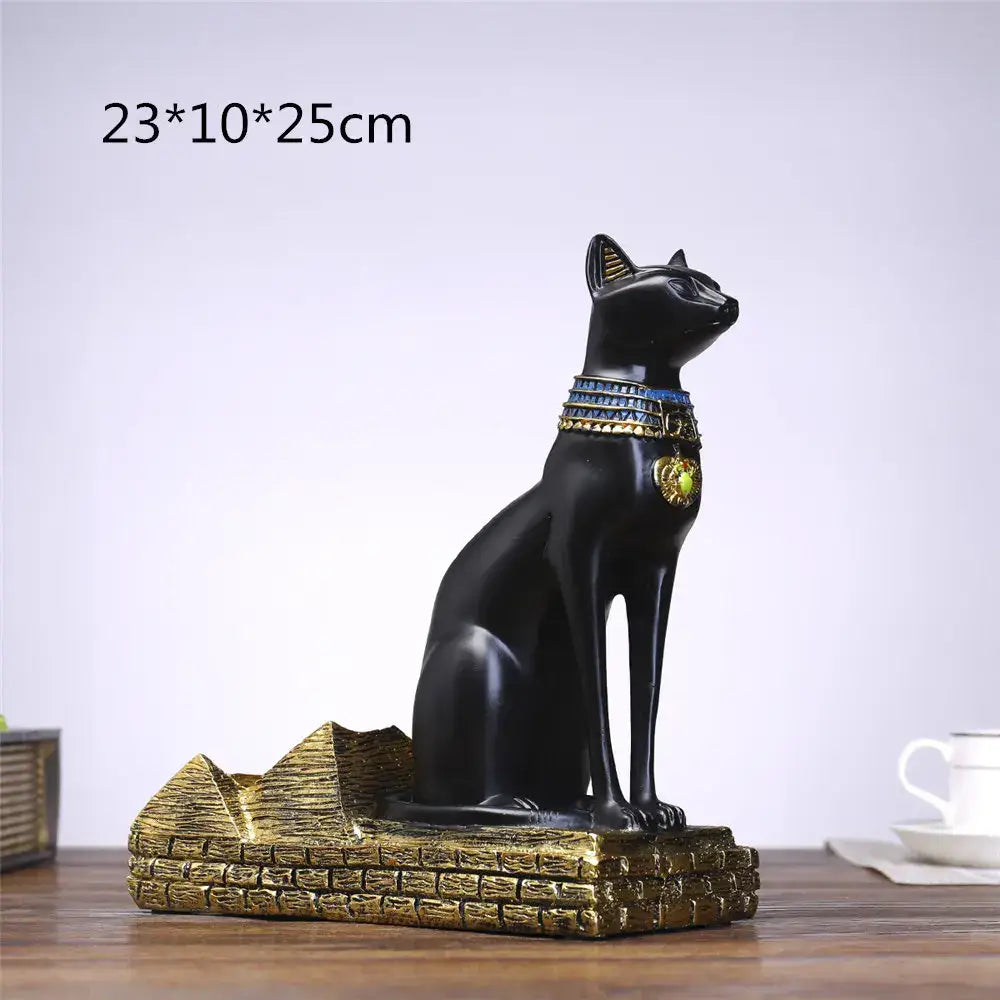 Egyptian cat black & gold wine bottle holder dining room decor