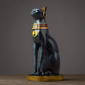 Egyptian cat resin figurine set with gold trim for living room decor