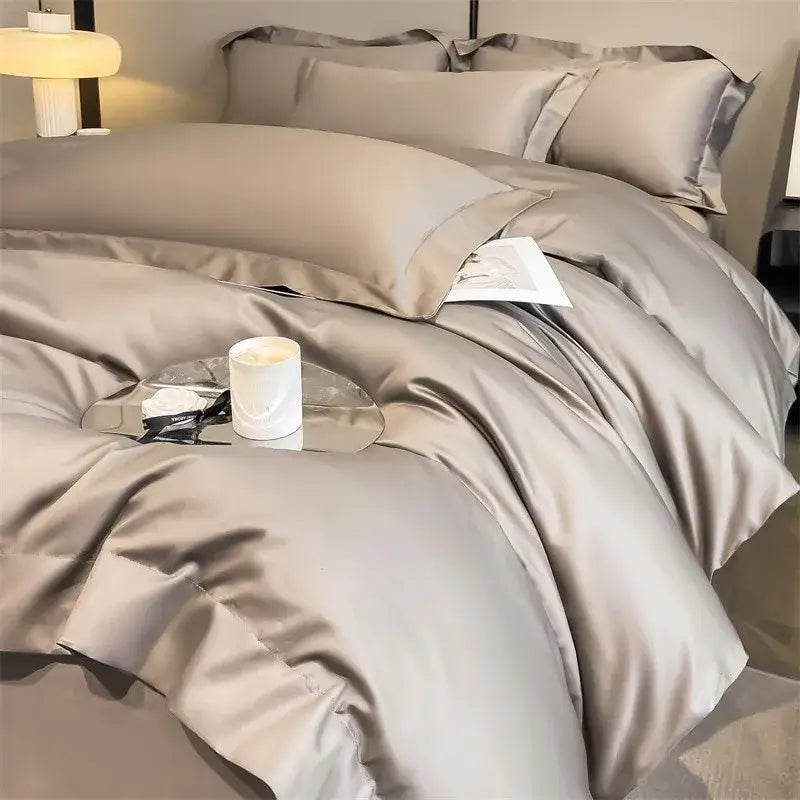 Blush pink 1000tc egyptian cotton satin duvet set bedroom bedding