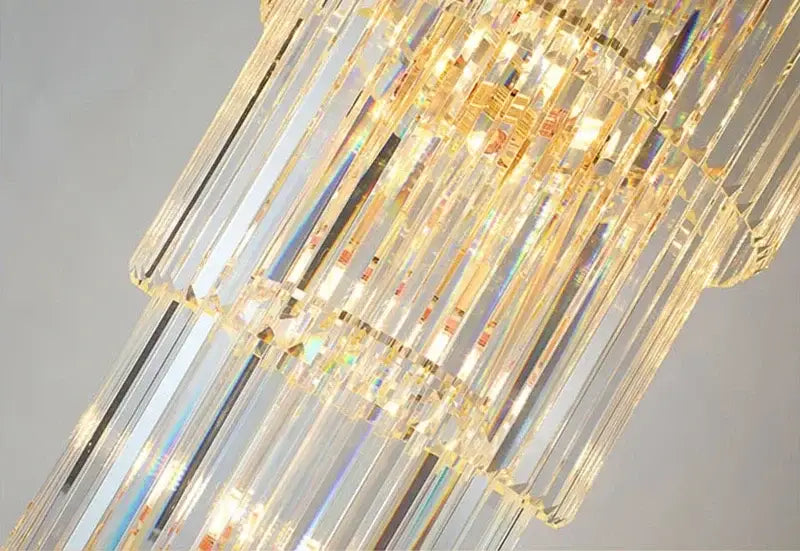 Elegant amber & clear crystal led pendant chandelier dining room