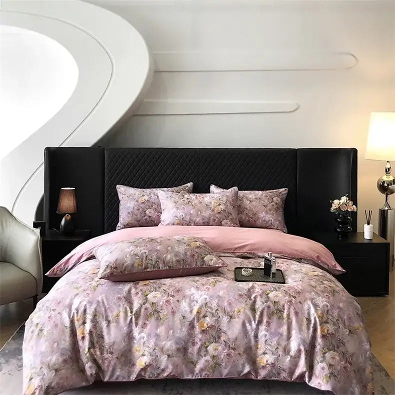 Elegant bird floral cream bedding set bedroom colorful egyptian cotton
