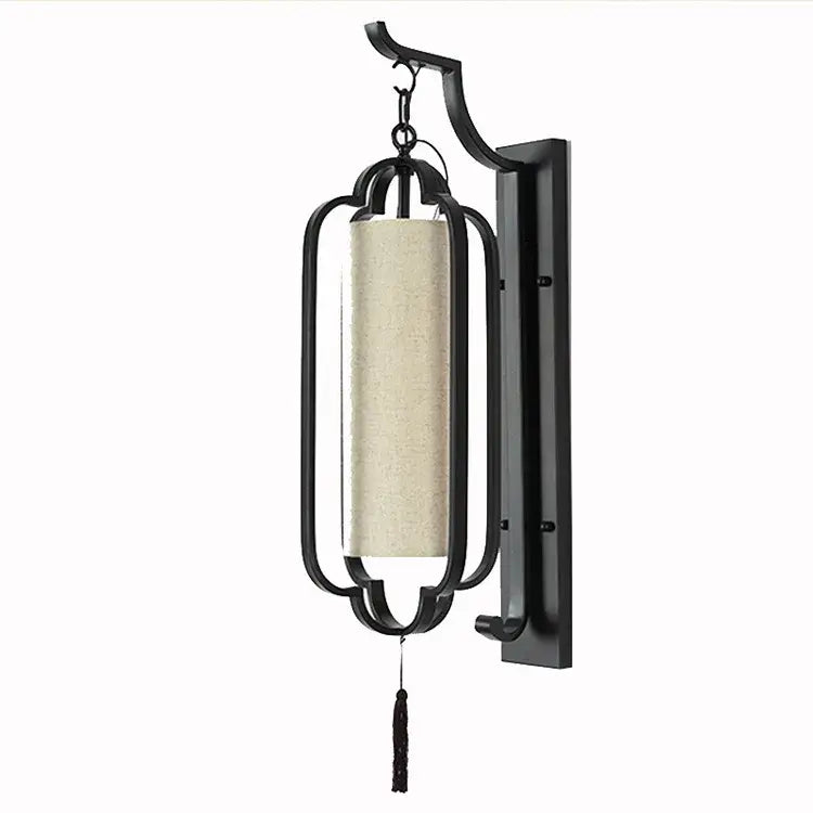 Elegant black wrought iron wall sconce lamp with tassel bedroom light