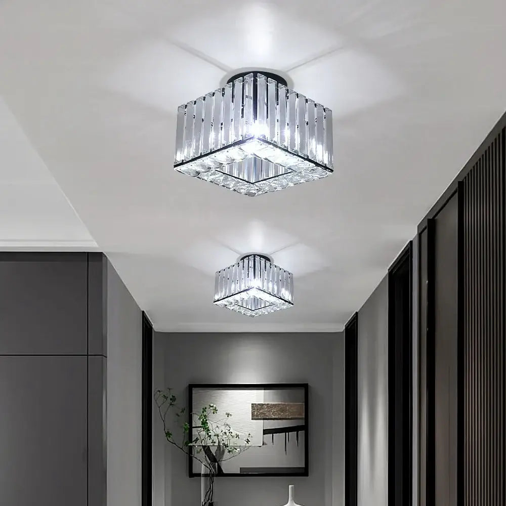 Elegant brass and crystal led pendant light for dining room