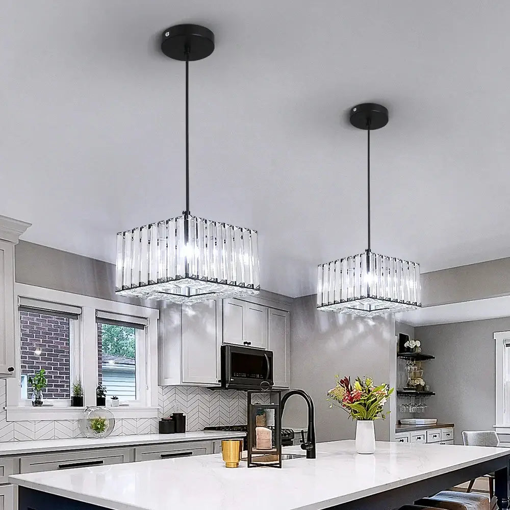 Elegant brass and crystal led pendant light for dining room