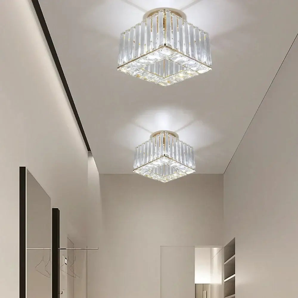 Elegant brass and crystal led pendant light for dining room