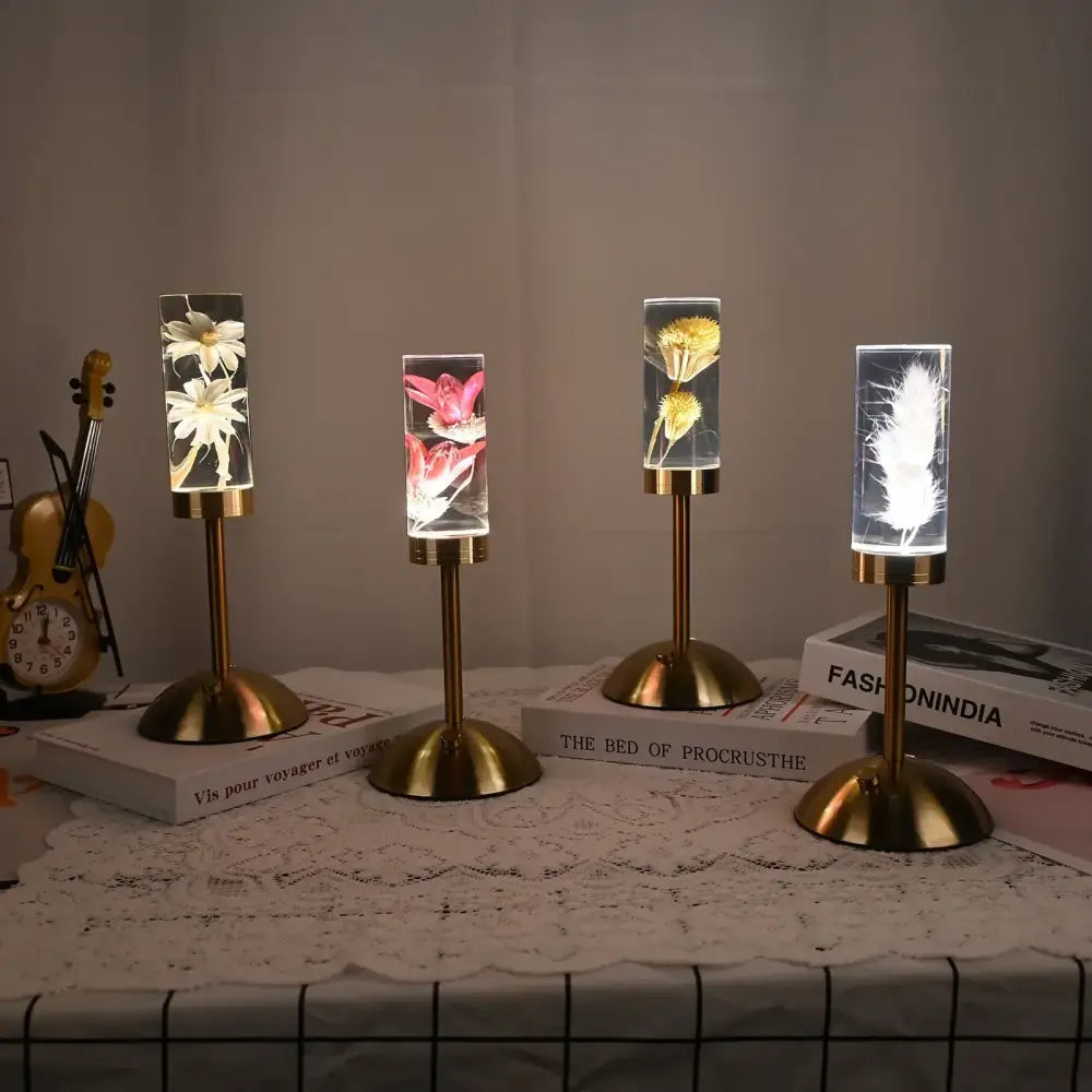 Elegant brass decorbites eternal flower desk lamp bedroom nightlight
