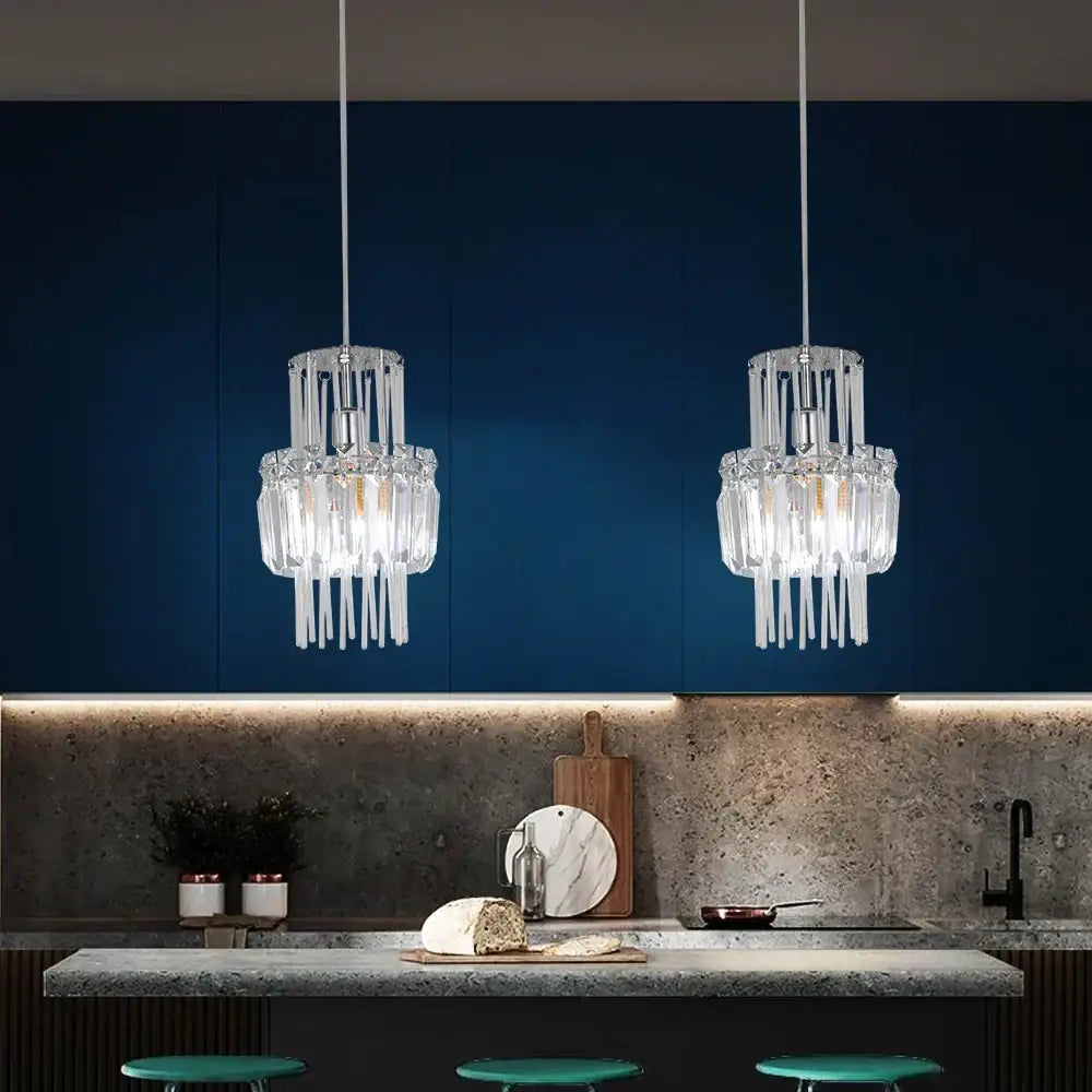 Elegant cascading crystal glass ceiling chandelier for dining room