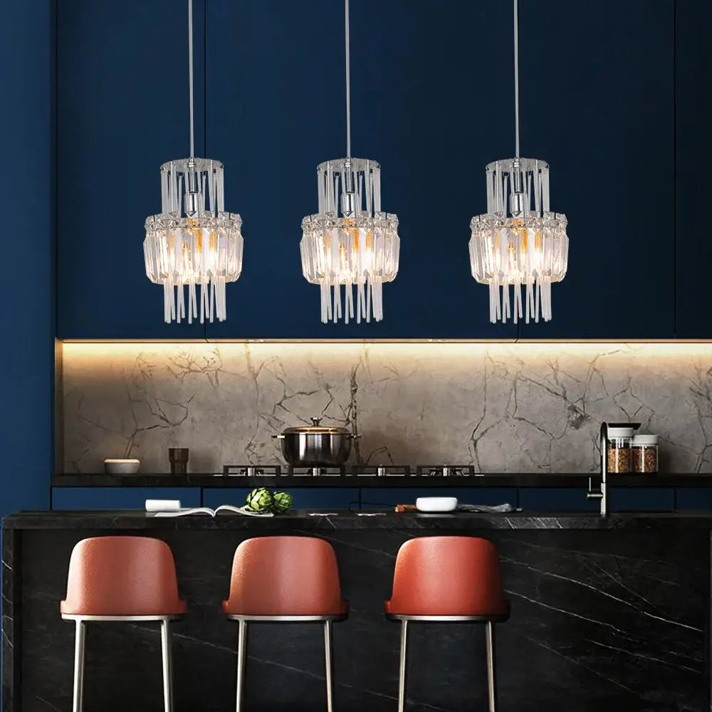 Elegant cascading crystal glass ceiling chandelier for dining room