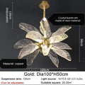 Elegant copper chandelier light for dining room leaf glass petals